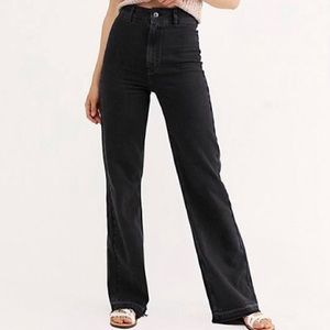 Free People Wide Leg Black Jeans
